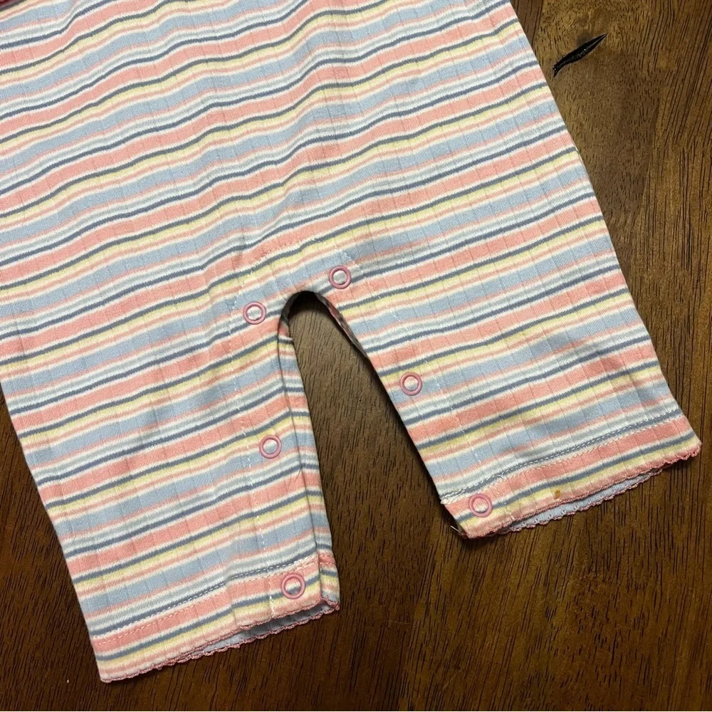 OshKosh Baby NWT Girl Striped Embroidered Peter Pan Collar Scallop Onesie